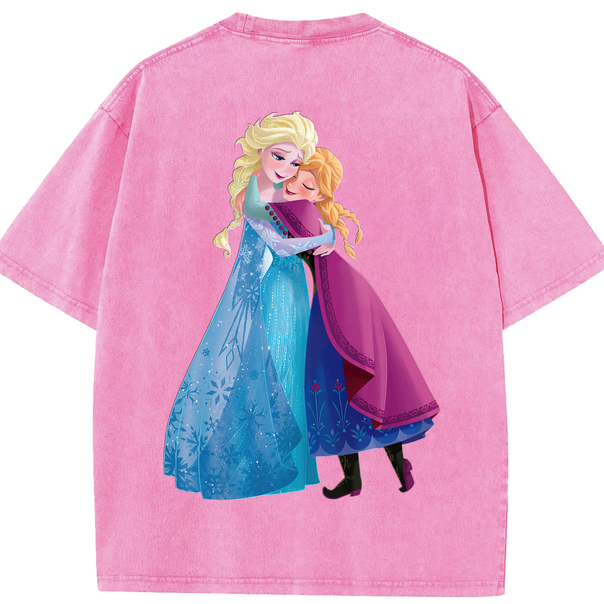 （画像用） アナと雪の女王 アンナ エルサ Frozen Anna Elsa 綿100% ヴィンテージ風 半袖Tシャツ（背面プリント）